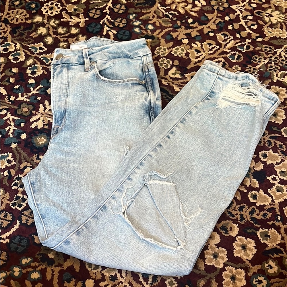 Good American Distressed Straight Leg Jeans